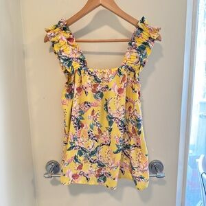 Sunny Floral Ruffle-Strap Camisole in Yellow